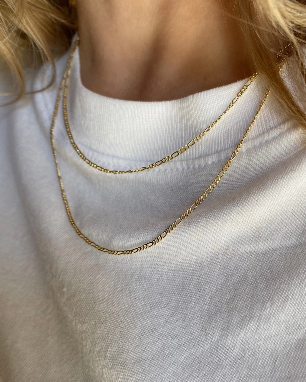 18k Gold Filled Thin Figaro Chain Necklace