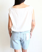 Asym Boat Neck Tie Top