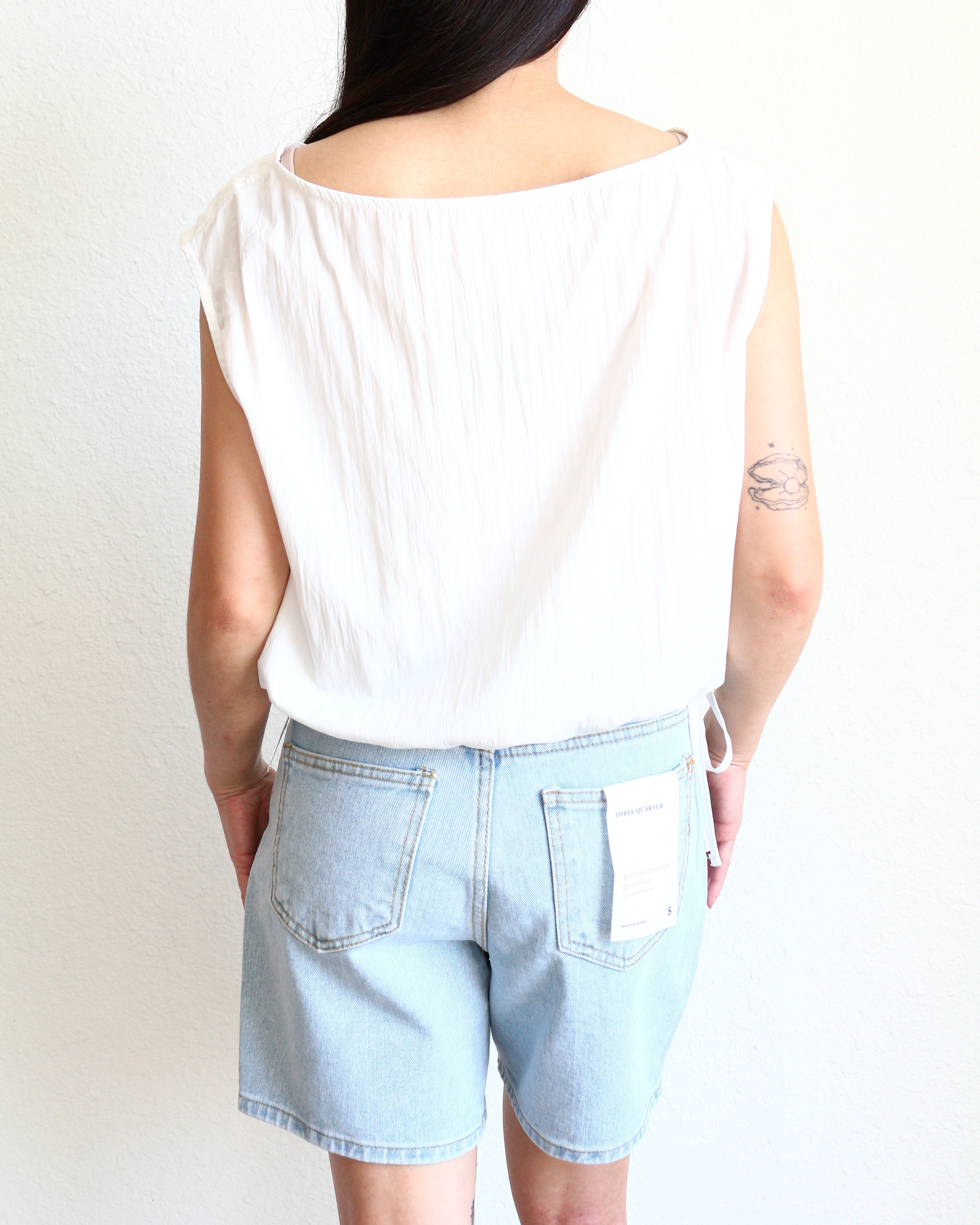 Asym Boat Neck Tie Top