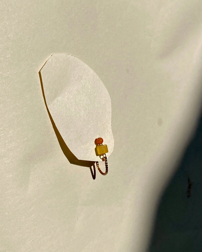 Marida Jewelry Single gold chain hoop earring dainty