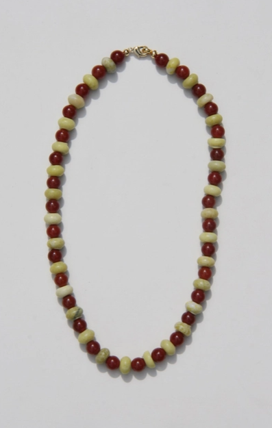Carmello Carnelian and Serpentine Beaded Necklace