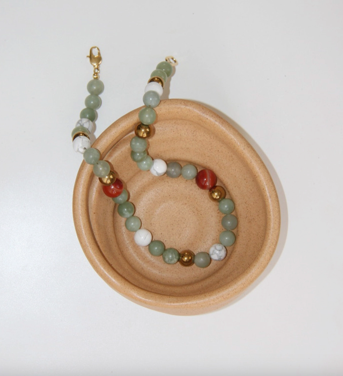 Haze Jade, Howlite, Carnelian, Glass Necklace