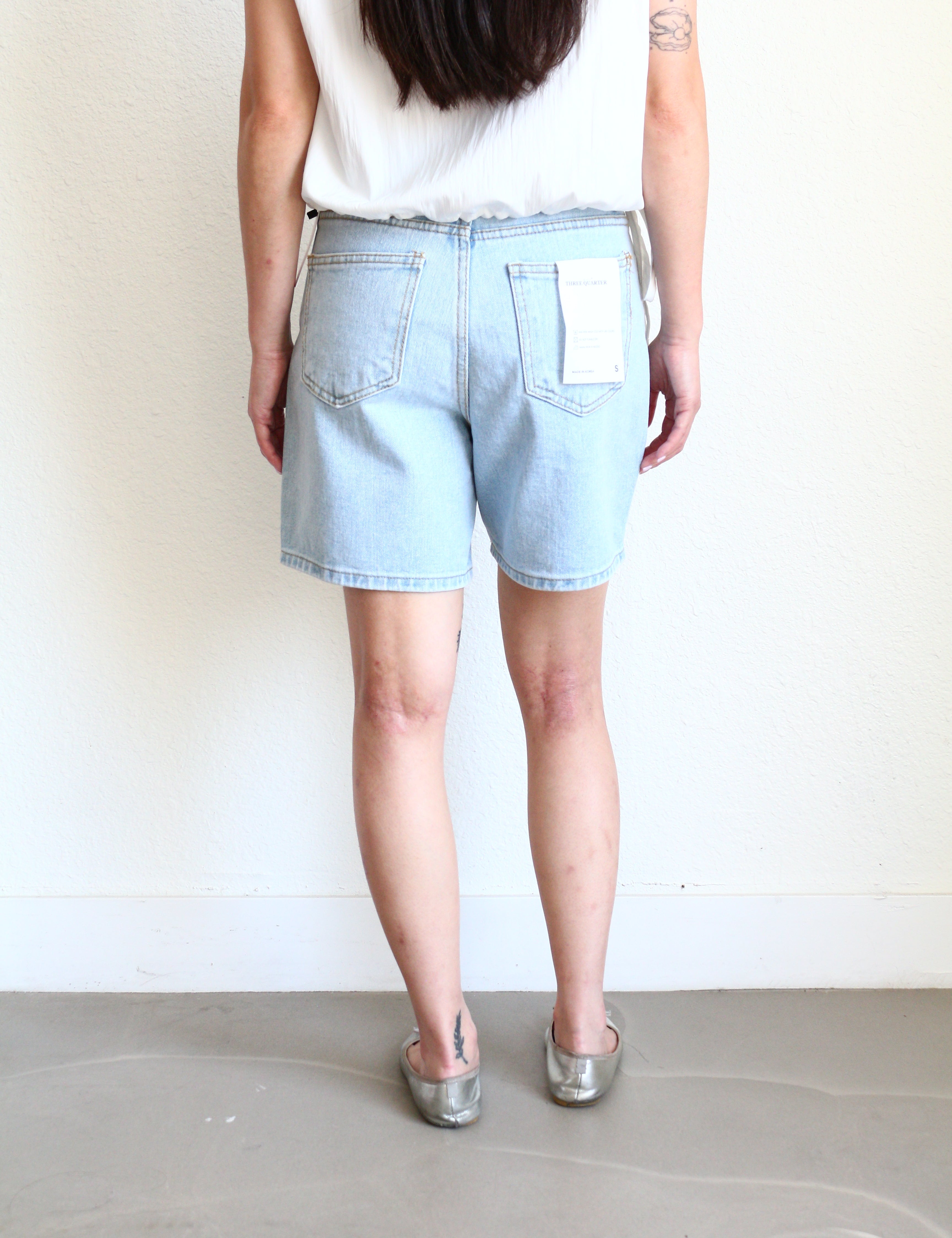 High Rise Denim Shorts - Light Wash