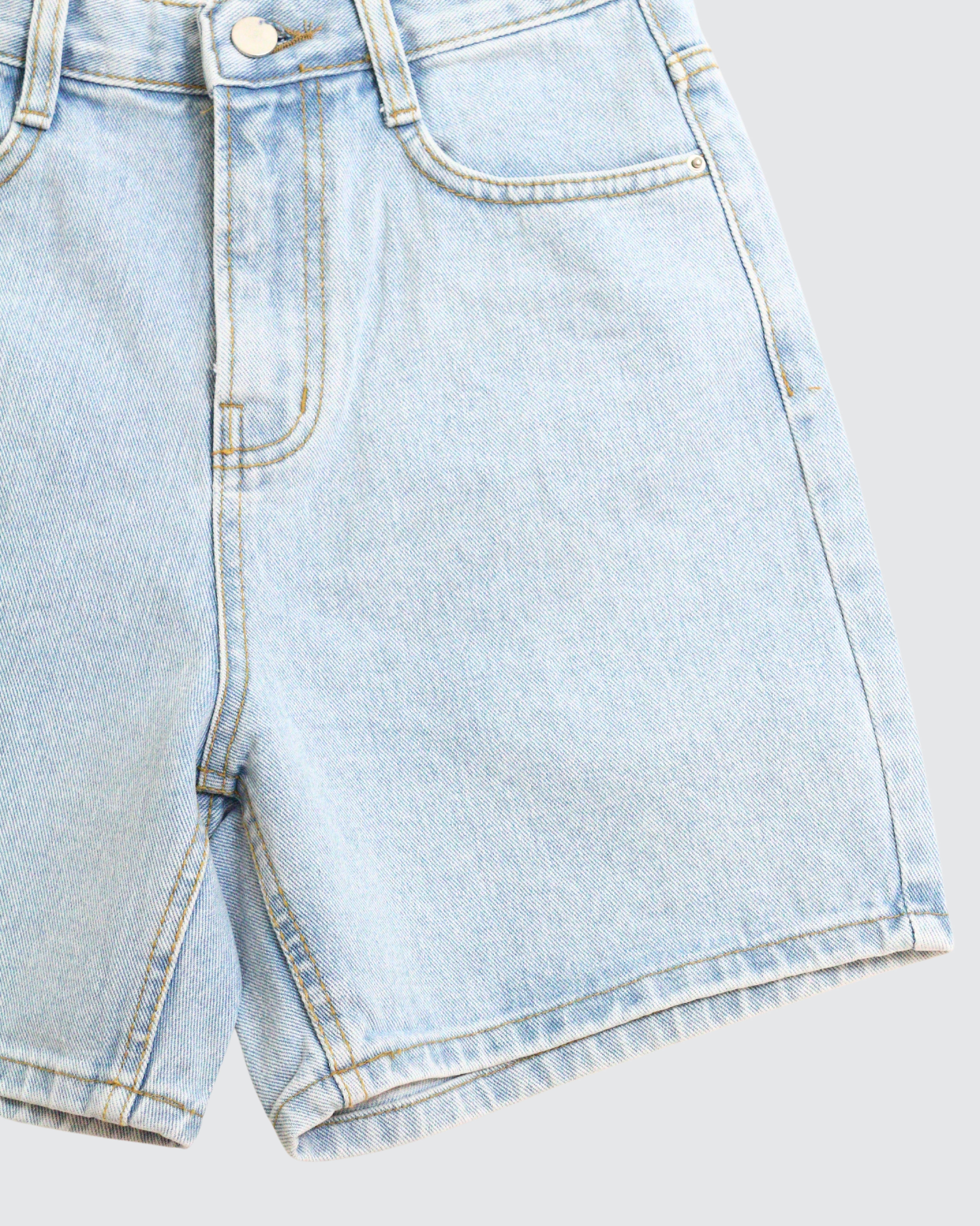 High Rise Denim Shorts - Light Wash