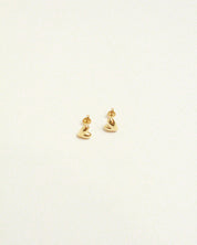 Pair of gold earrings on a light beige background