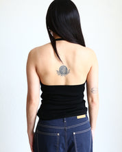 Ribbed Wool Blend Halter Top black