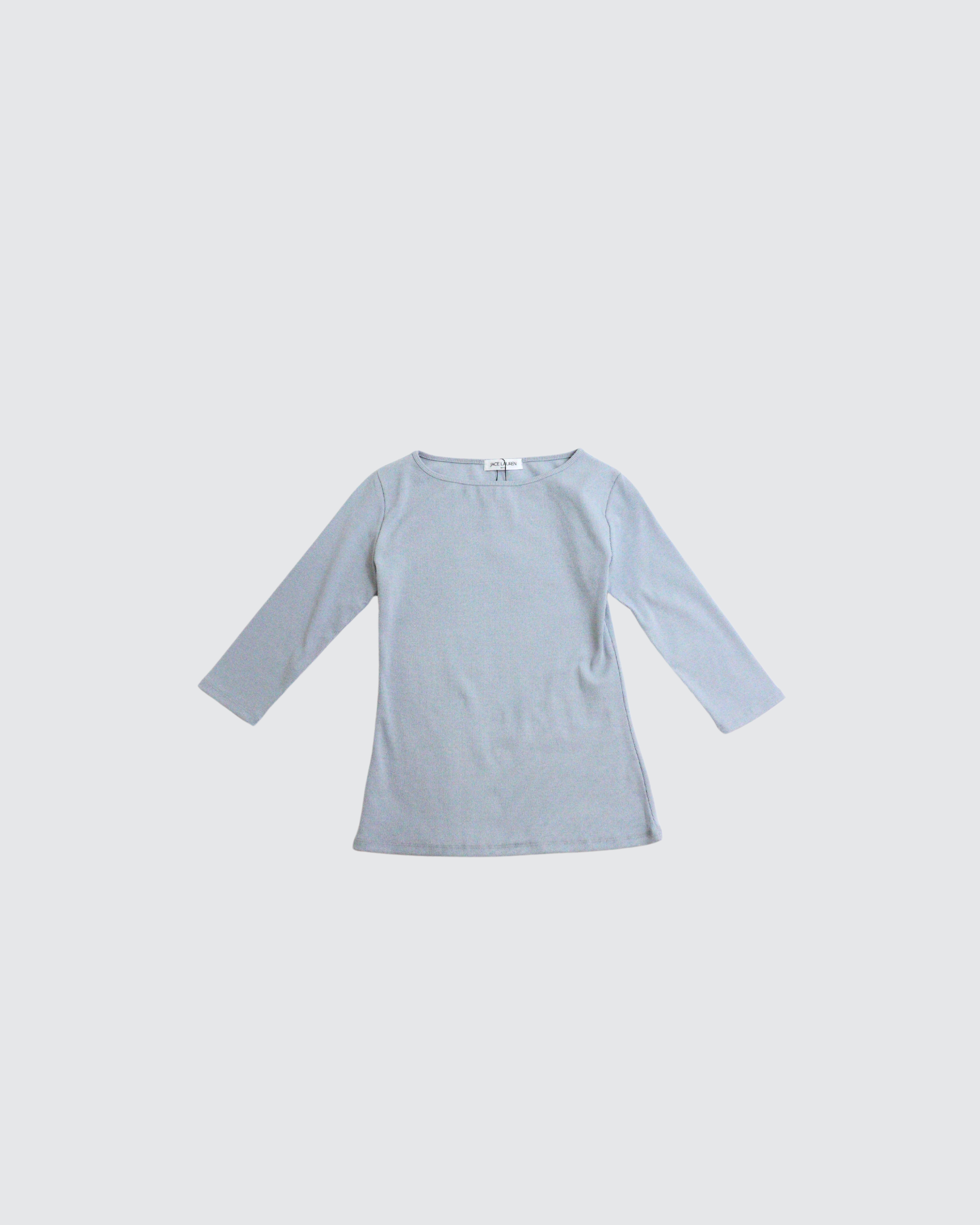 Ribbed Boat Neck 3/4 Sleeve Top