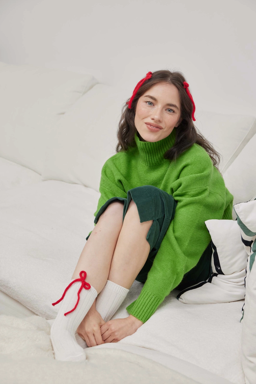 Angora Knit Ribbon Bow Hair Clips Set