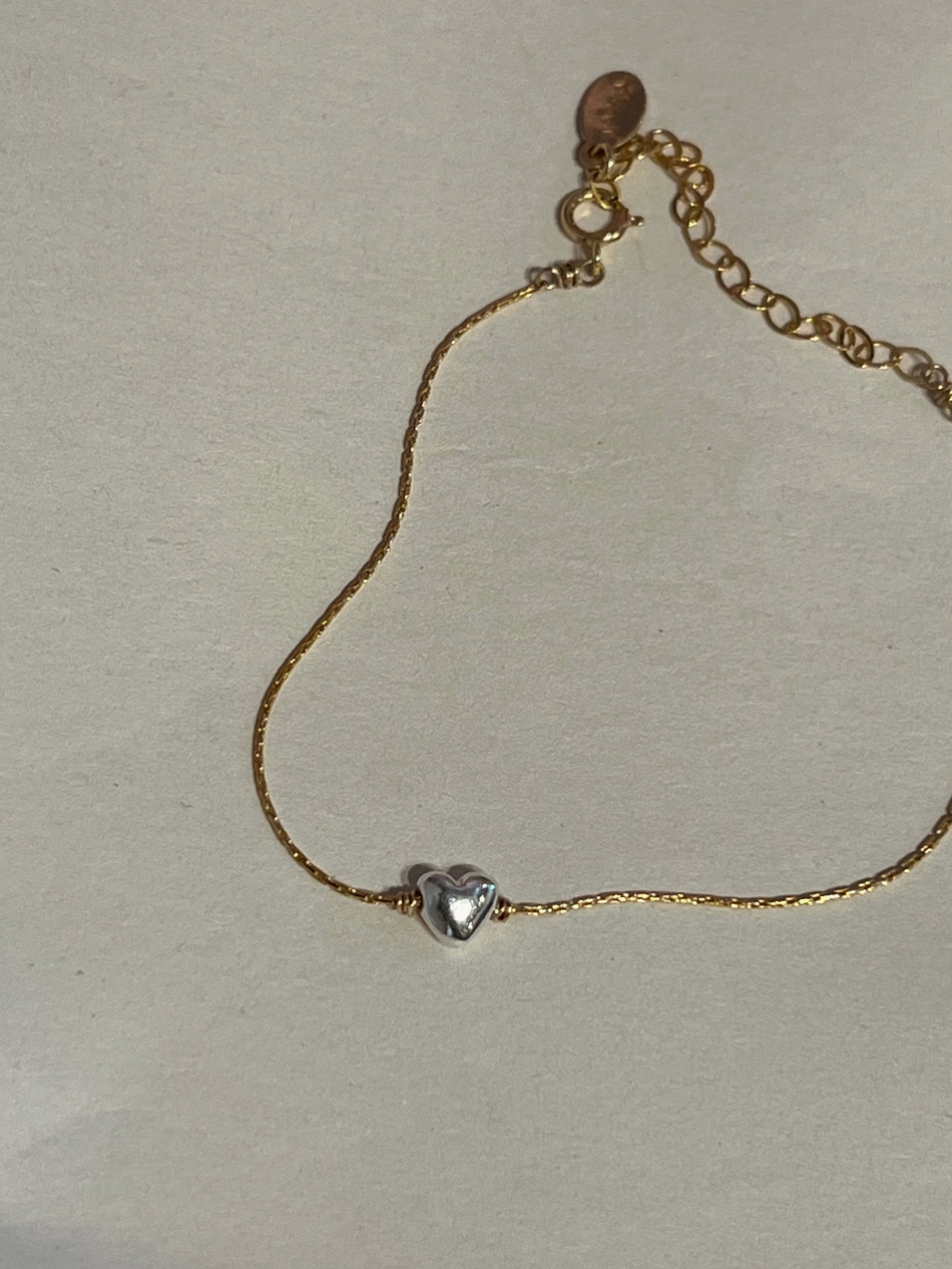 Itty Bitty Bracelet - 2 Tone Heart