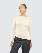 Shirred Side Asym Knit Top
