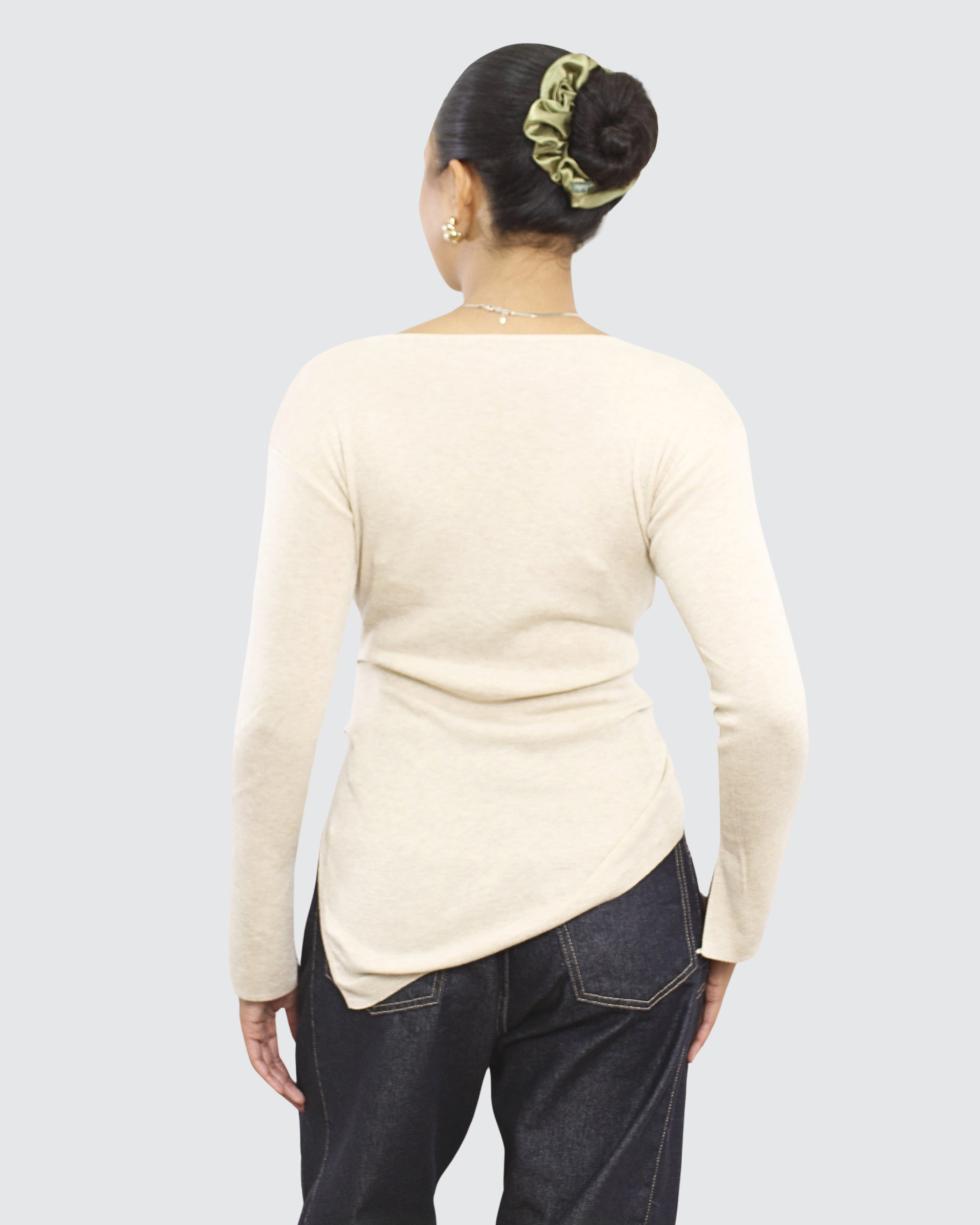 Shirred Side Asym Knit Top