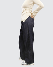 Raw Denim Balloon Wide Leg Relaxed Jeans