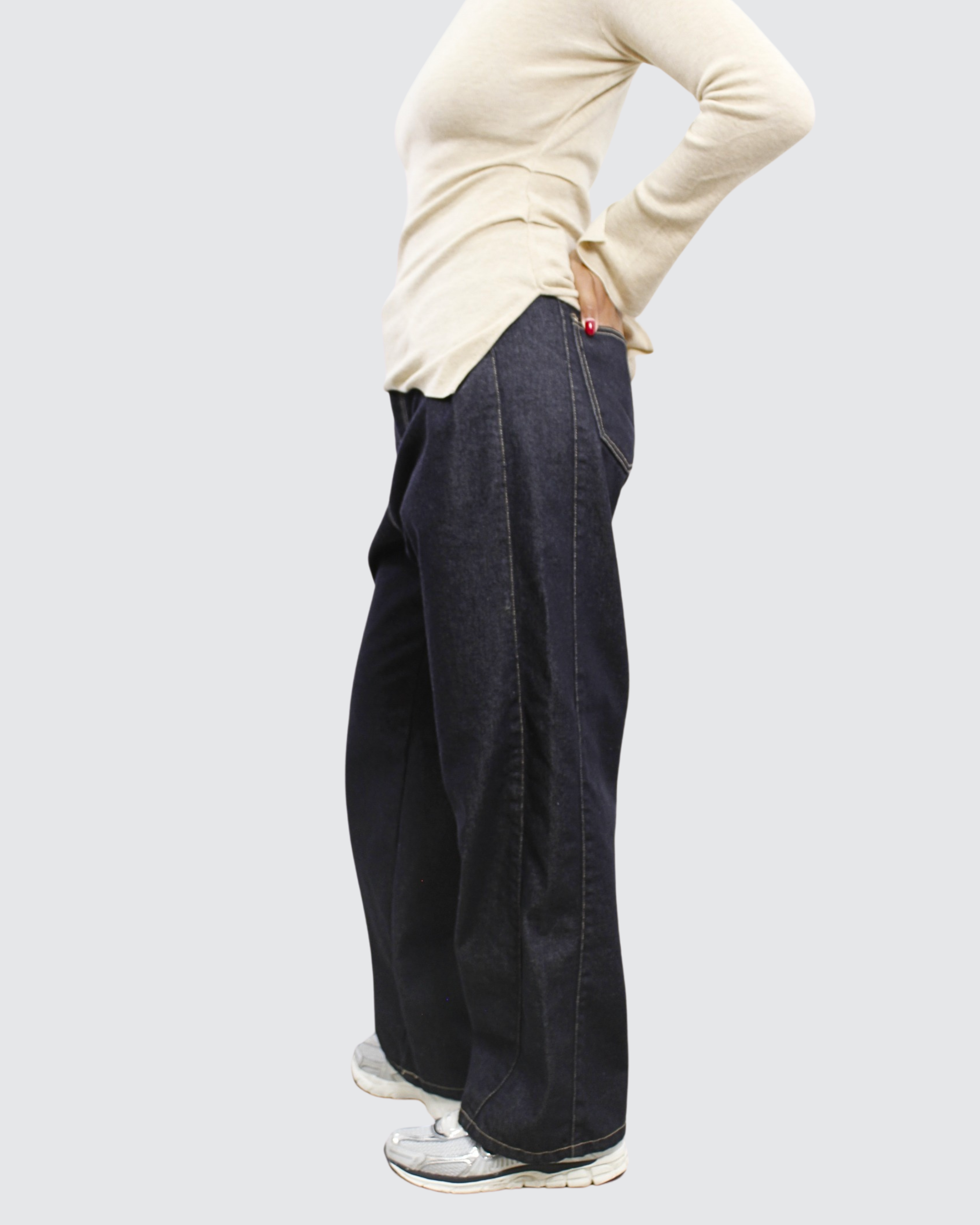 Raw Denim Balloon Wide Leg Relaxed Jeans