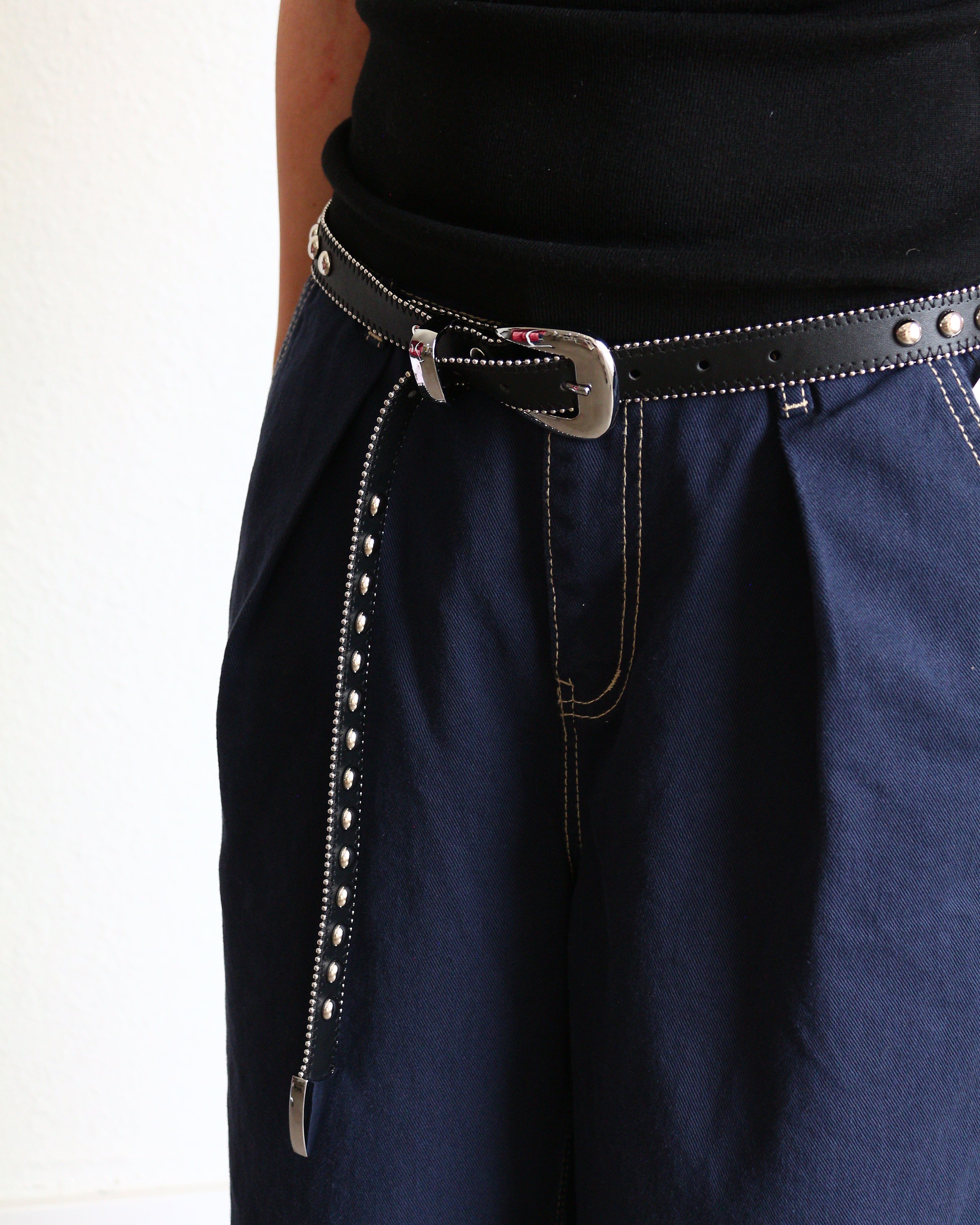 Studded Leather Western Belt