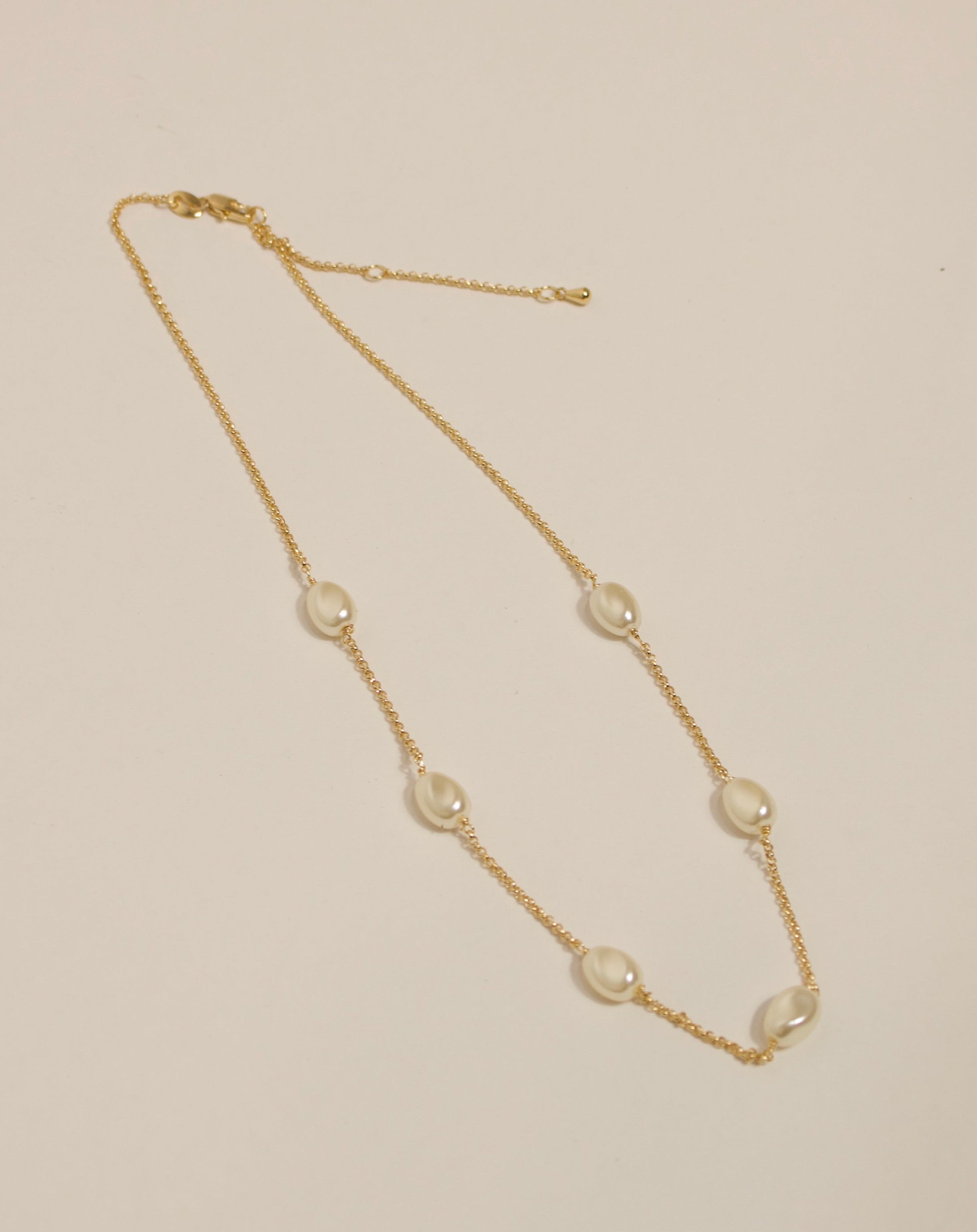 18k Gold Filled Spaced Baroque Pearls Necklace