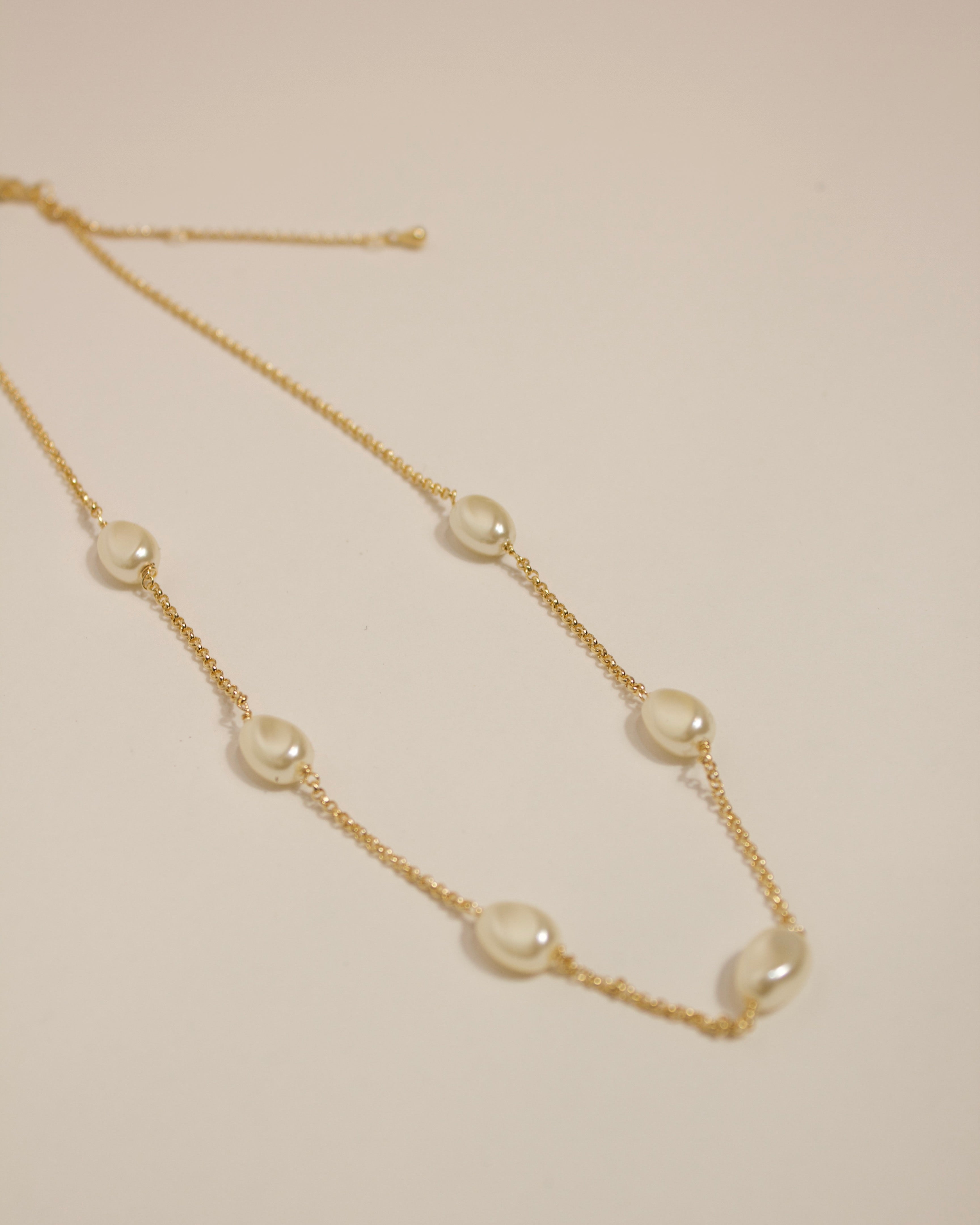 18k Gold Filled Spaced Baroque Pearls Necklace