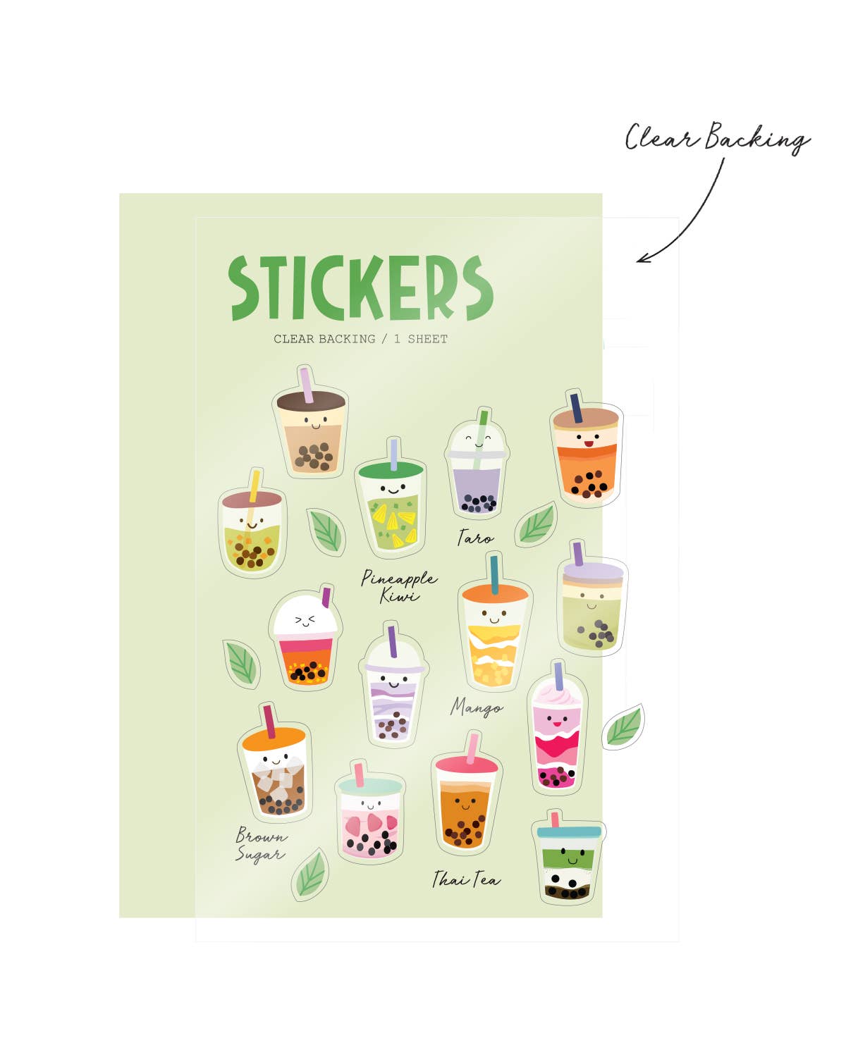 Bubble Tea Clear Stickers