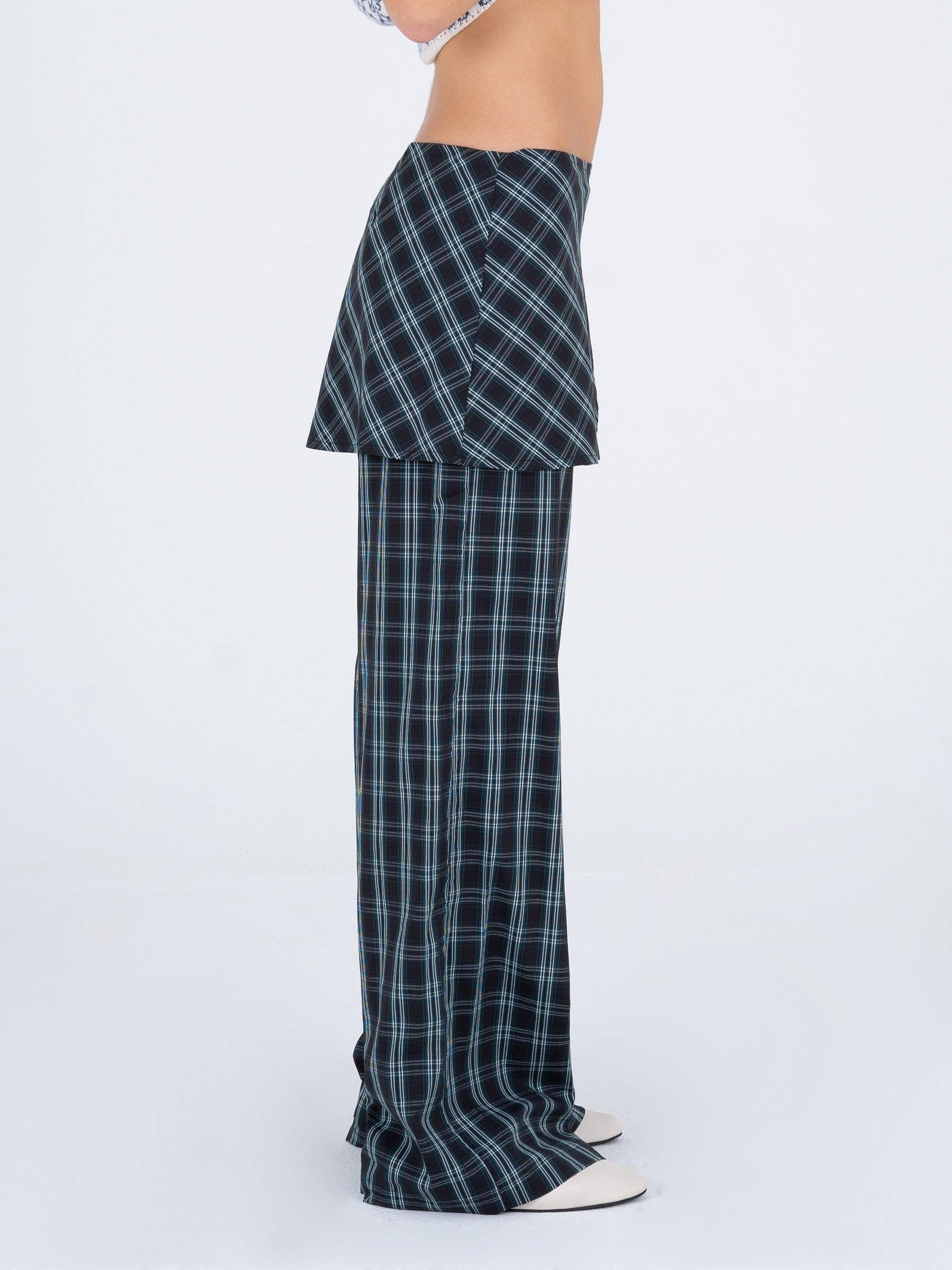 Nocturne Plaid Overskirt Trouser Pants