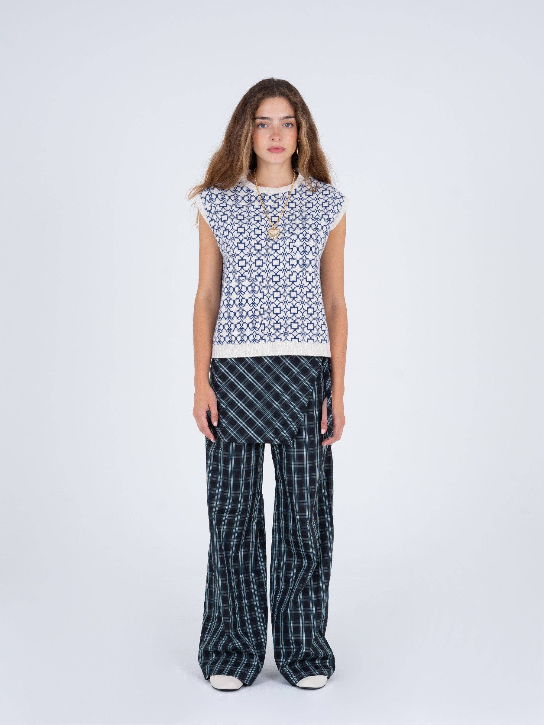 Nocturne Plaid Overskirt Trouser Pants