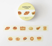 Masking tape with bread illustrations on a white background
