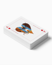Playing cards with a unique design on a white background