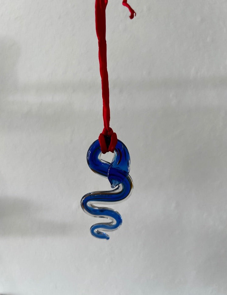 Glass Serpent Silk Tie Necklace