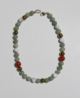 Haze Jade, Howlite, Carnelian, Glass Necklace