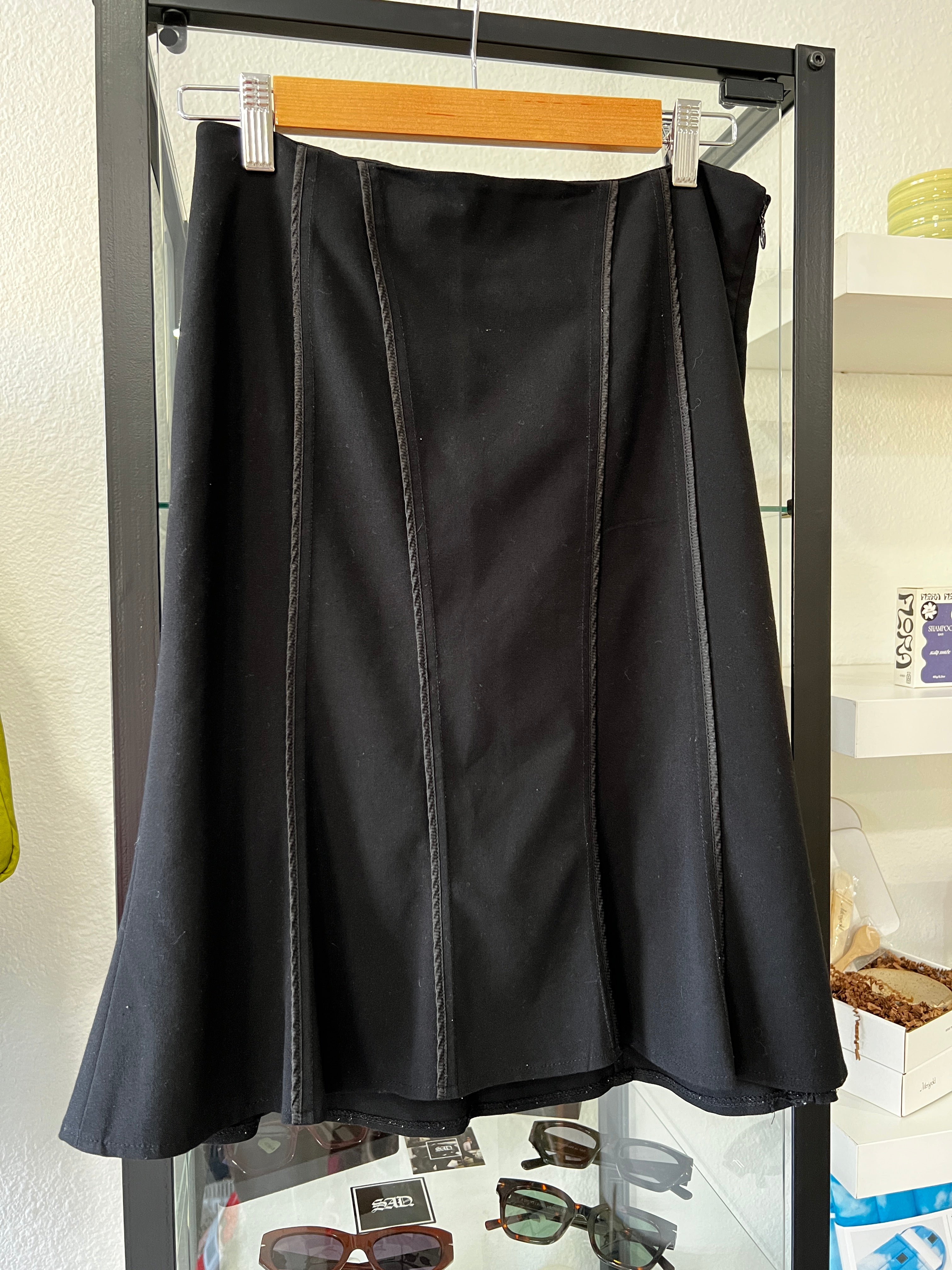 Y2K The Limited Black Stretch Knit Midi-Mini Skirt