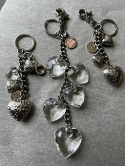 Silver Tone Heart Key Chain Bag Charms