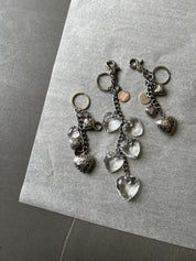 Silver Tone Heart Key Chain Bag Charms