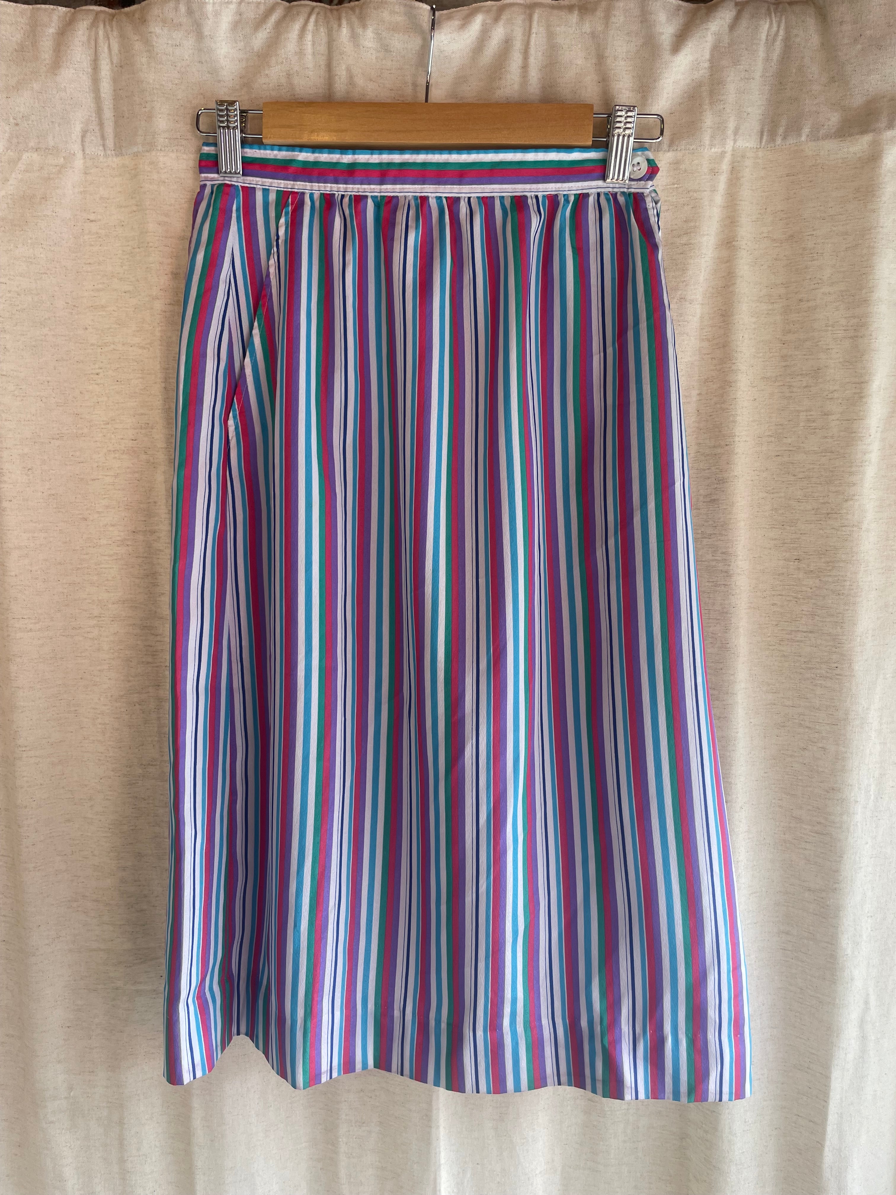 90s Vintage Striped Midi Skirt