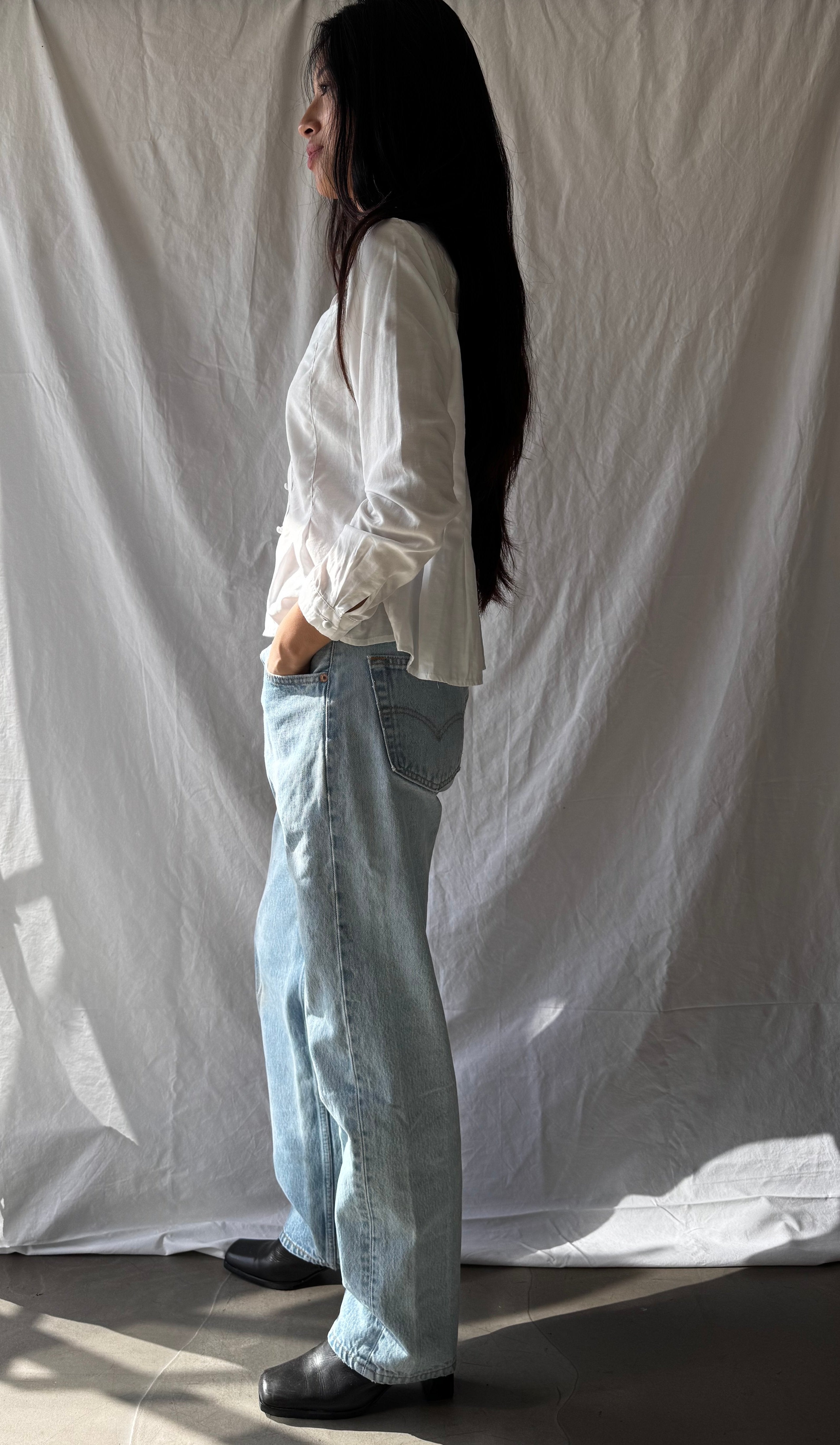 Mesh Panel Structured Blouse