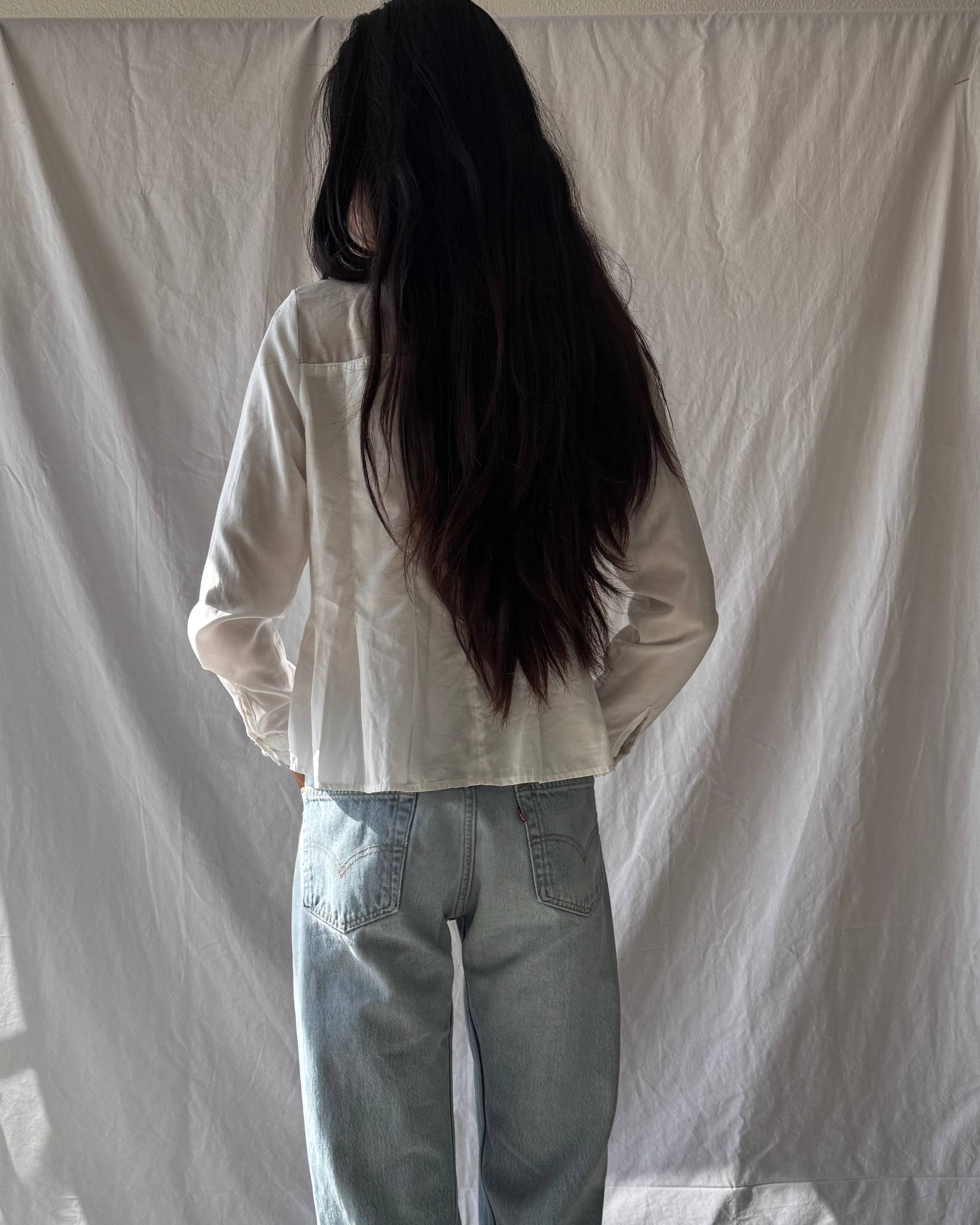 Mesh Panel Structured Blouse