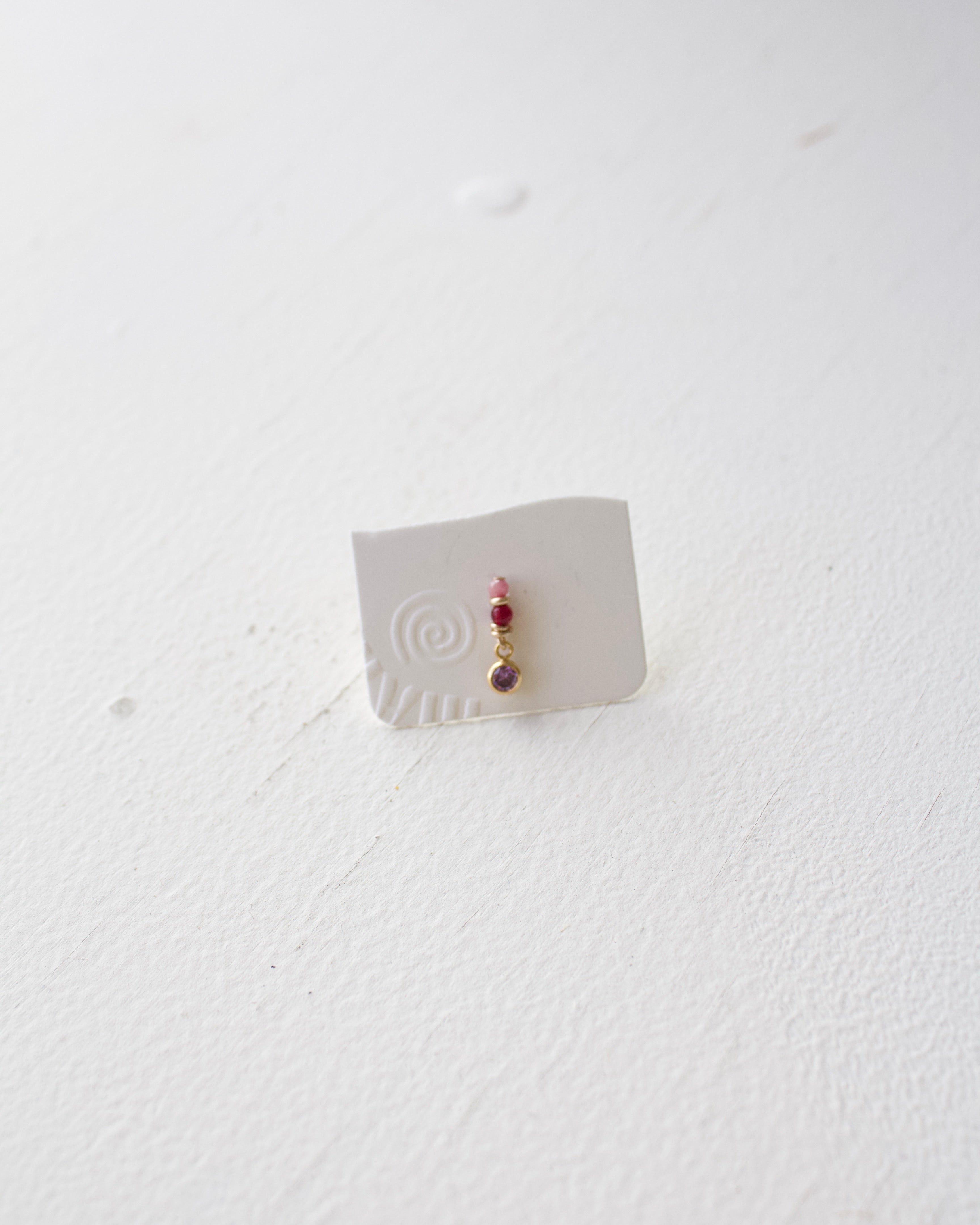Pigment Single Earring - Red Quartz Pink Opal