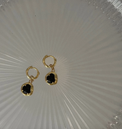 Mercy Onyx Huggie Earrings