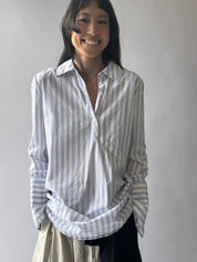 Striped Open-Back Tunic Shirt