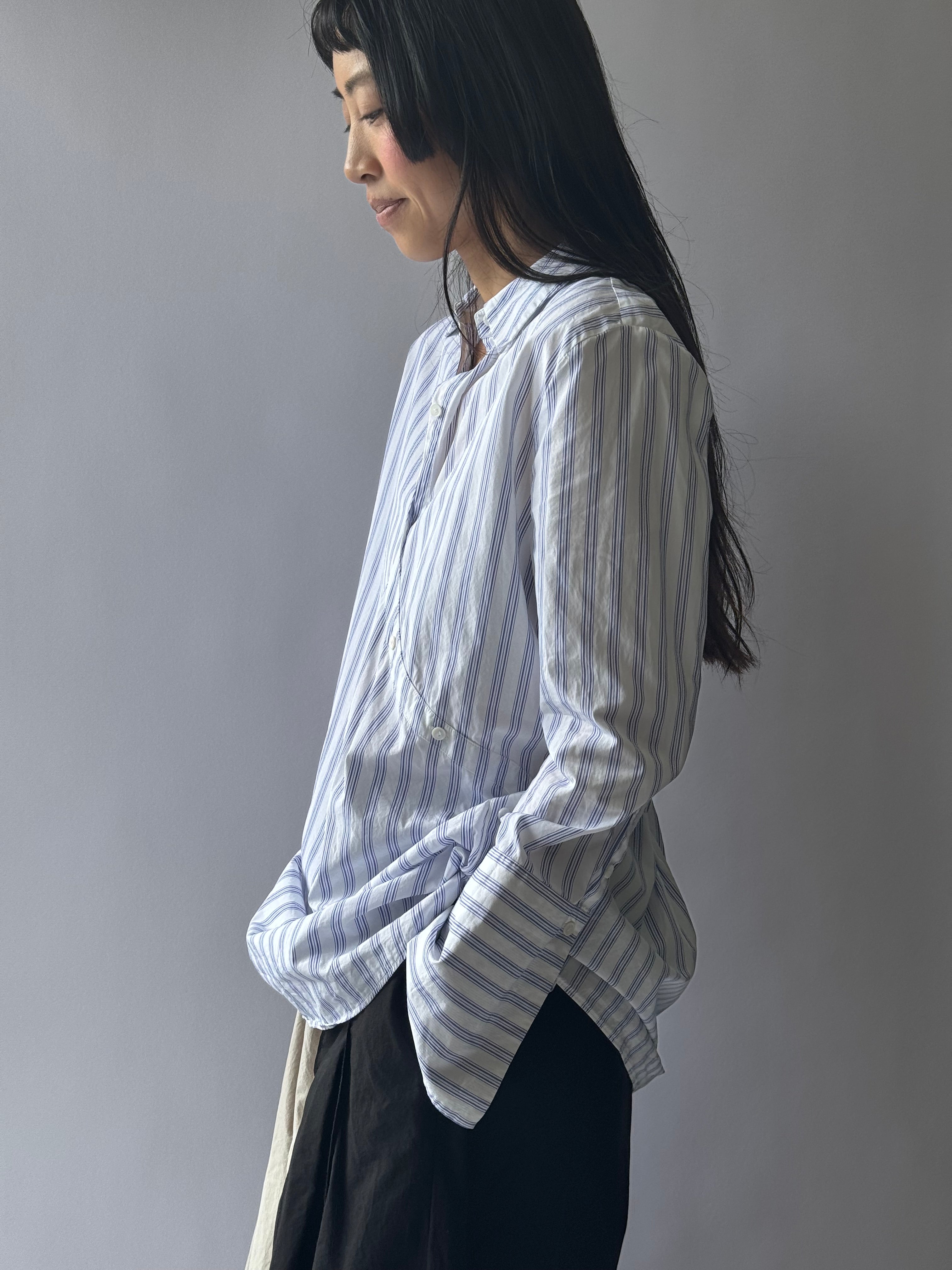 Striped Open-Back Tunic Shirt