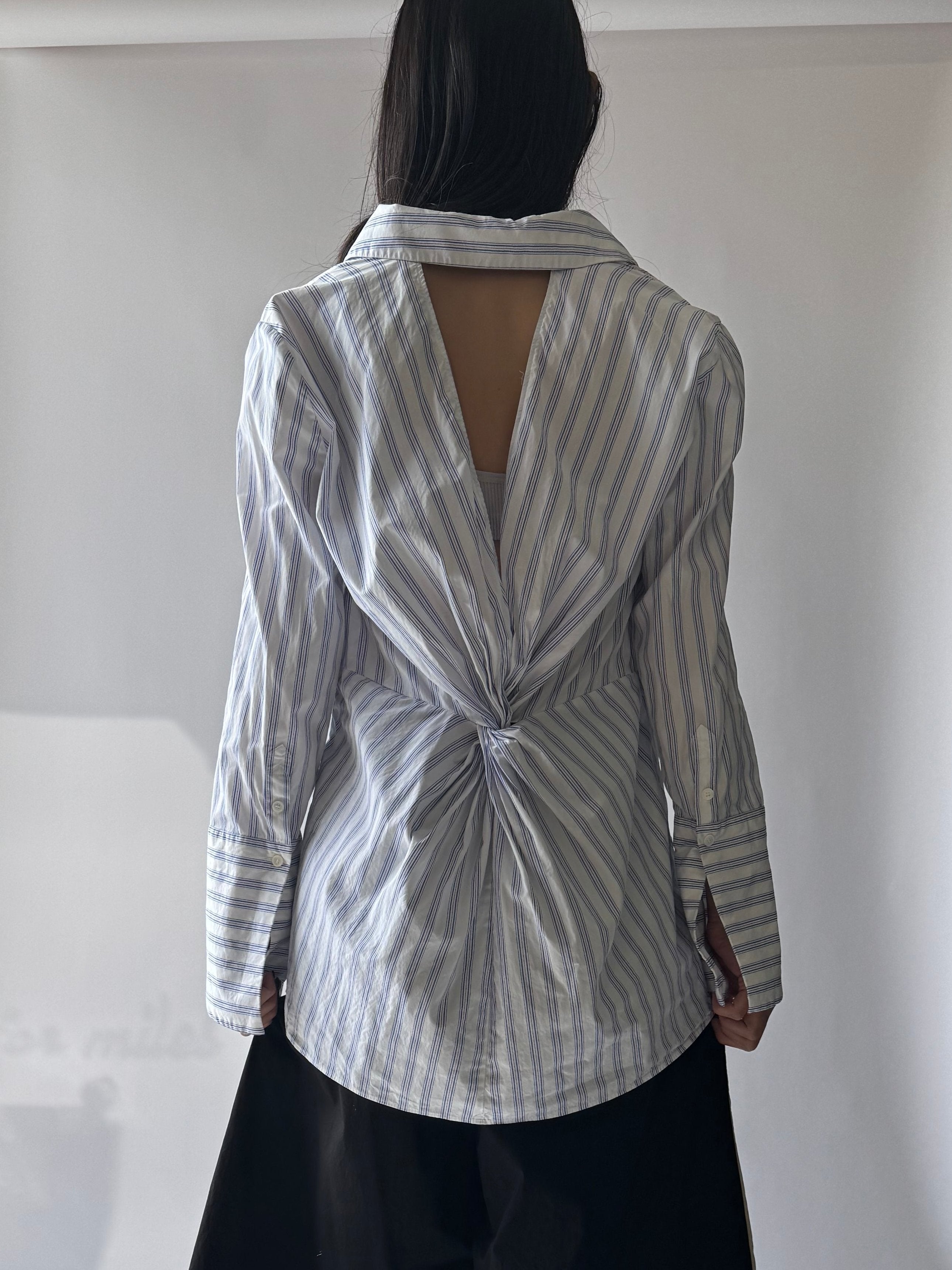 Striped Open-Back Tunic Shirt