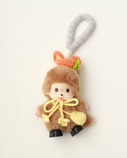 Small plush toy with a camera on a white background key chain