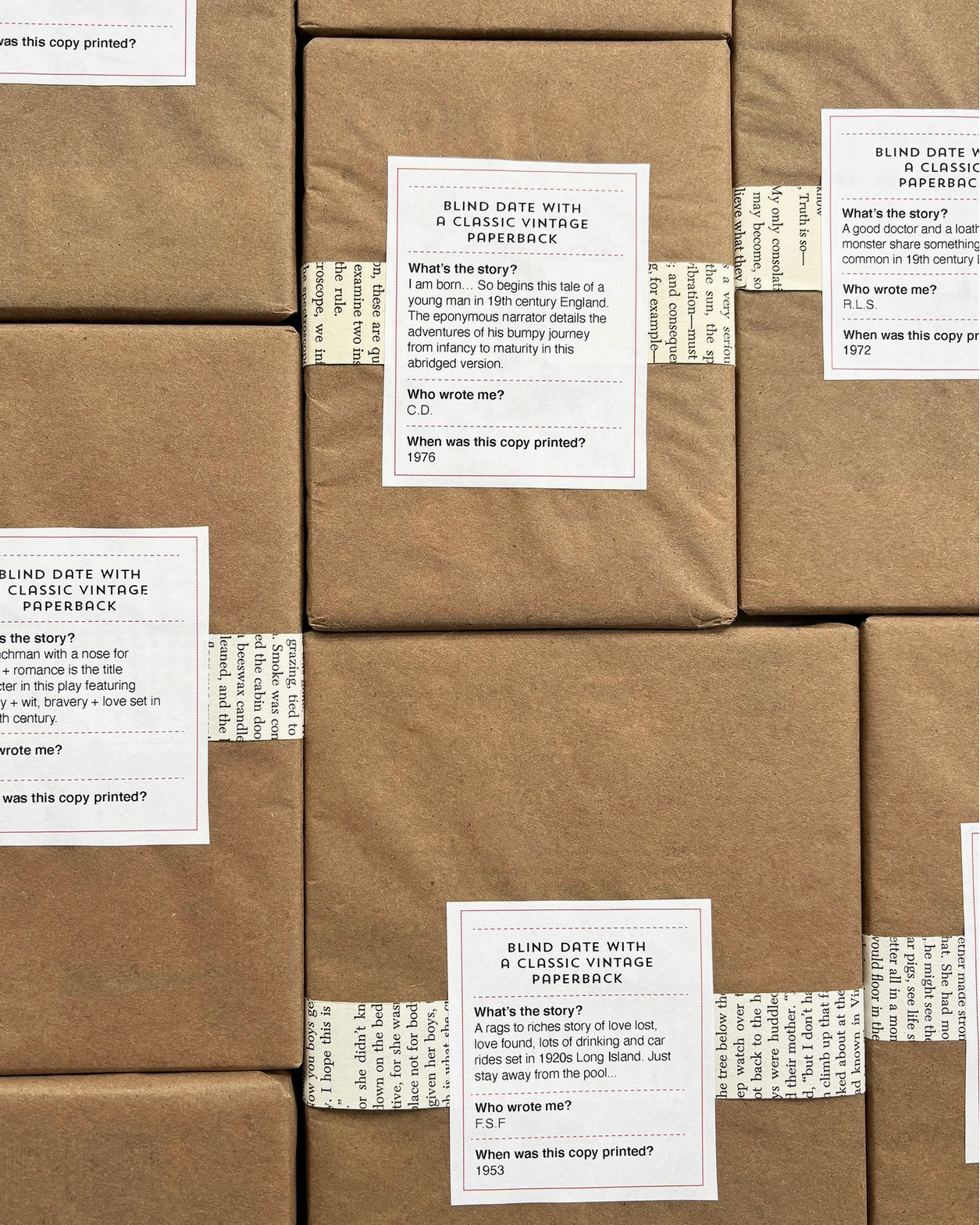 blind book wrapped in brown paper 