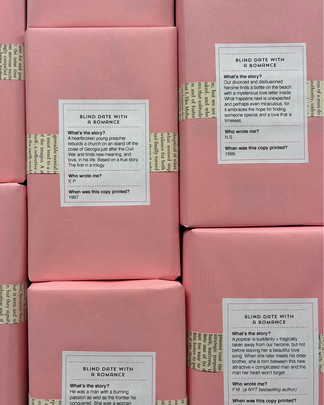 blind book wrapped in pink paper