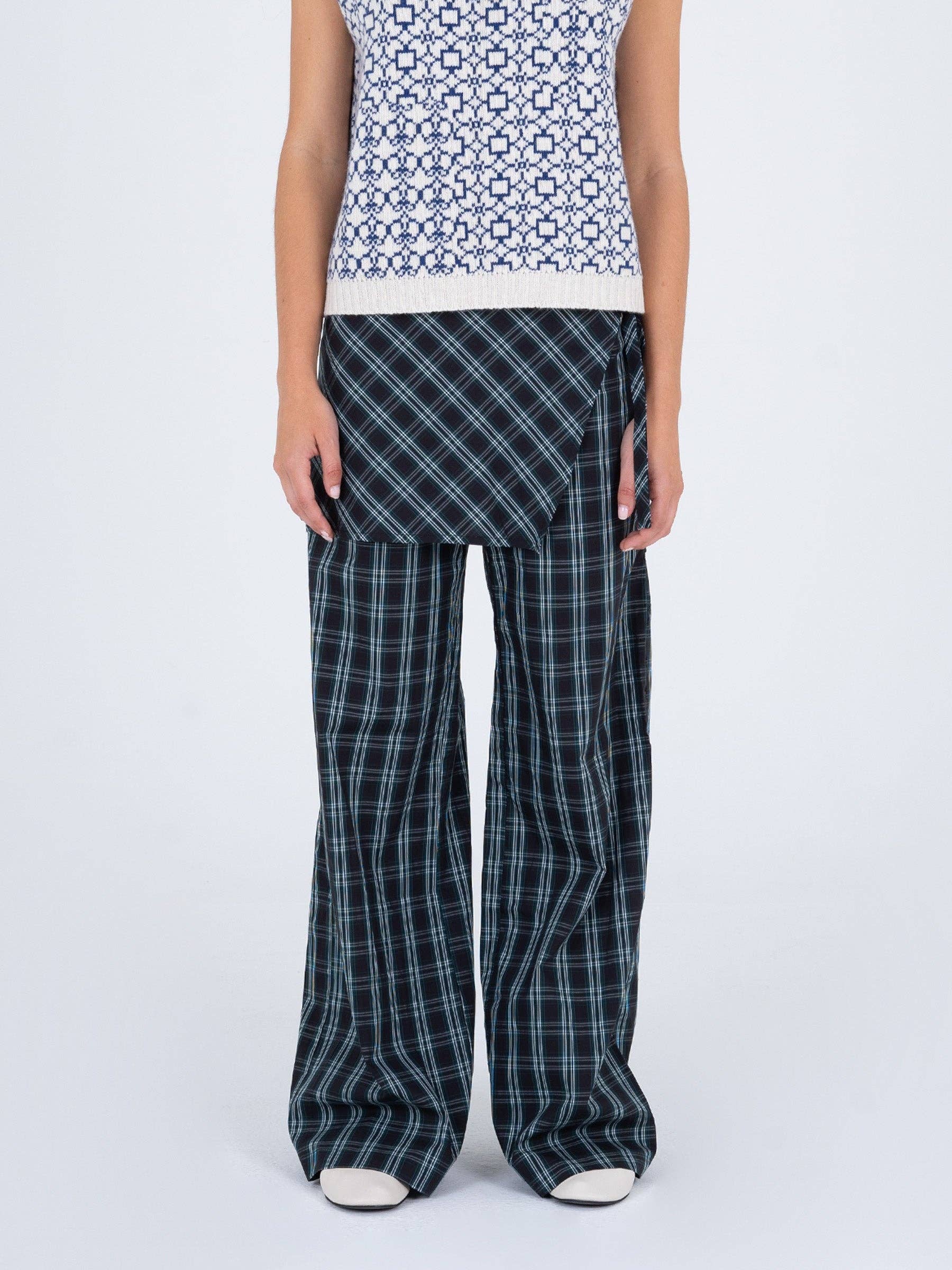 Nocturne Plaid Overskirt Trouser Pants