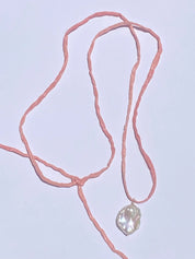 Bebe Rouge Perle Cord Necklace - Peach