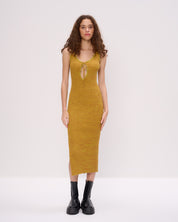 Another Girl Space Dye Rib Keyhole Front Midi